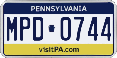 PA license plate MPD0744