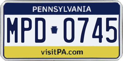 PA license plate MPD0745