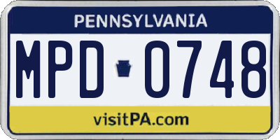 PA license plate MPD0748