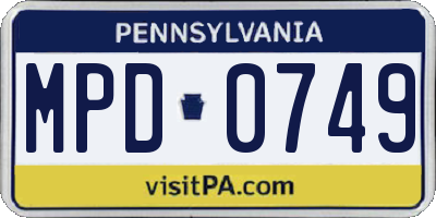 PA license plate MPD0749