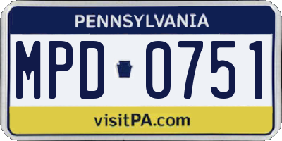 PA license plate MPD0751