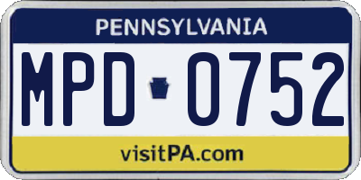 PA license plate MPD0752