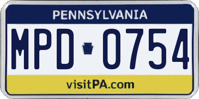 PA license plate MPD0754