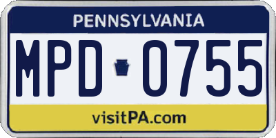 PA license plate MPD0755