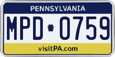 PA license plate MPD0759