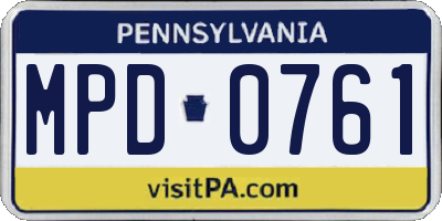 PA license plate MPD0761