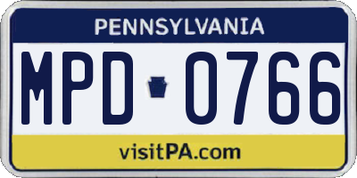 PA license plate MPD0766