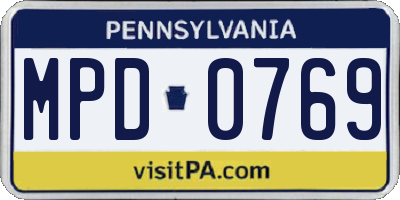 PA license plate MPD0769