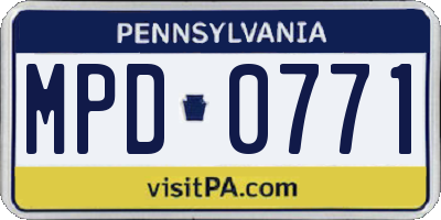 PA license plate MPD0771