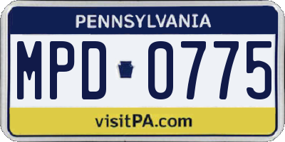 PA license plate MPD0775