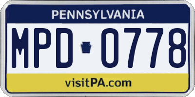 PA license plate MPD0778