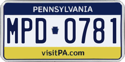 PA license plate MPD0781