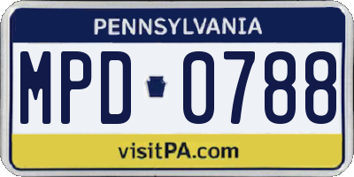PA license plate MPD0788