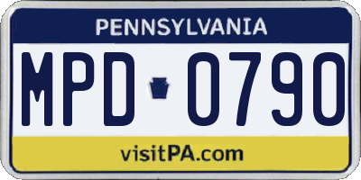 PA license plate MPD0790