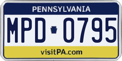 PA license plate MPD0795