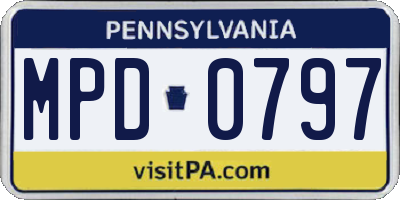 PA license plate MPD0797