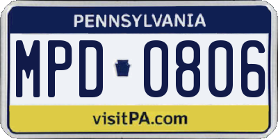 PA license plate MPD0806
