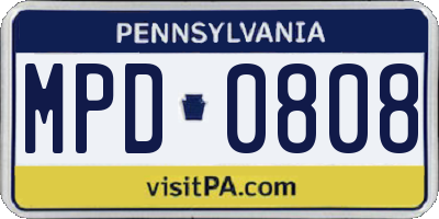 PA license plate MPD0808