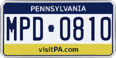 PA license plate MPD0810