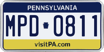 PA license plate MPD0811