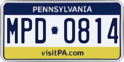PA license plate MPD0814