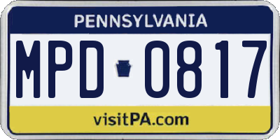 PA license plate MPD0817