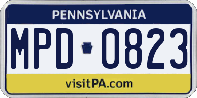 PA license plate MPD0823