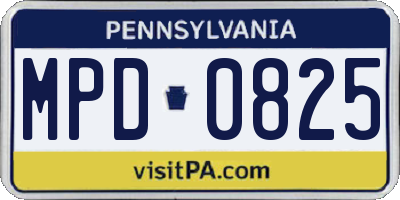 PA license plate MPD0825