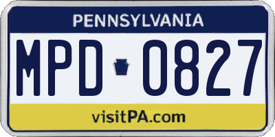 PA license plate MPD0827