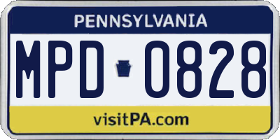 PA license plate MPD0828