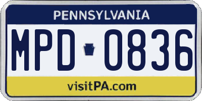 PA license plate MPD0836