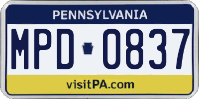 PA license plate MPD0837