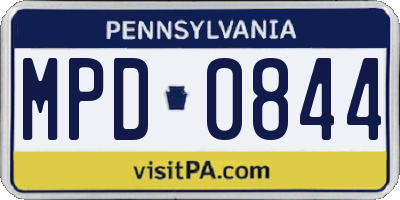 PA license plate MPD0844