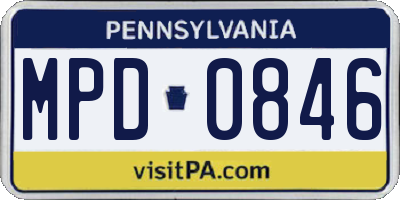 PA license plate MPD0846
