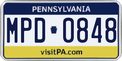 PA license plate MPD0848