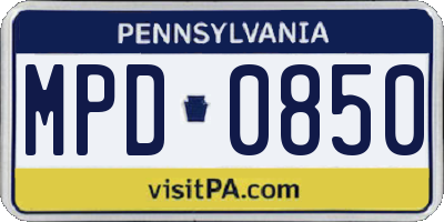 PA license plate MPD0850