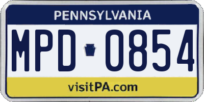 PA license plate MPD0854