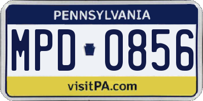 PA license plate MPD0856