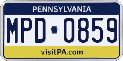 PA license plate MPD0859