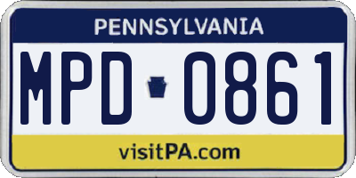 PA license plate MPD0861