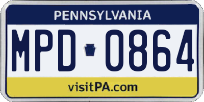 PA license plate MPD0864