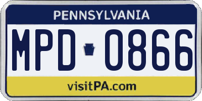 PA license plate MPD0866