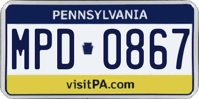 PA license plate MPD0867
