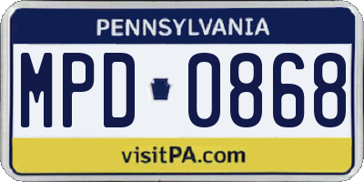 PA license plate MPD0868