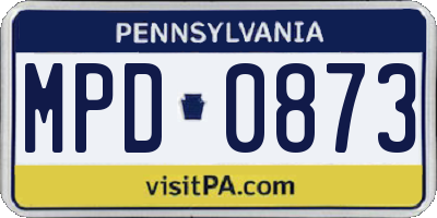 PA license plate MPD0873