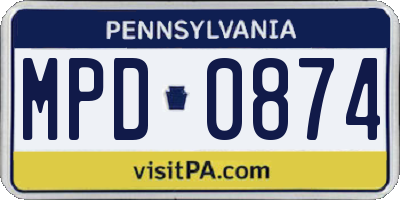 PA license plate MPD0874