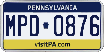 PA license plate MPD0876