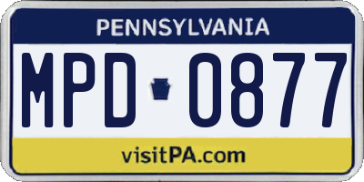 PA license plate MPD0877