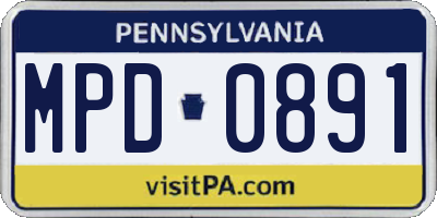 PA license plate MPD0891
