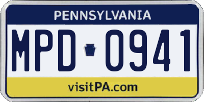 PA license plate MPD0941